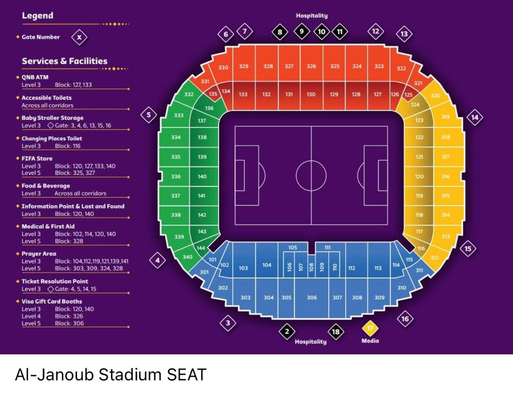 Al Janoub Stadium seating plan