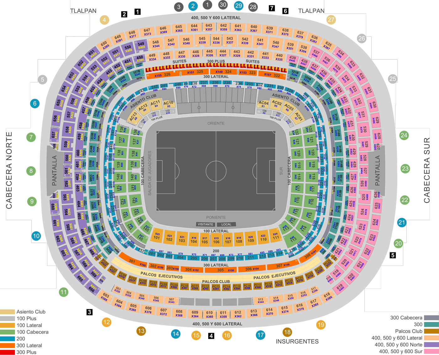 Estadio Banorte (Estadio Azteca) seating plan