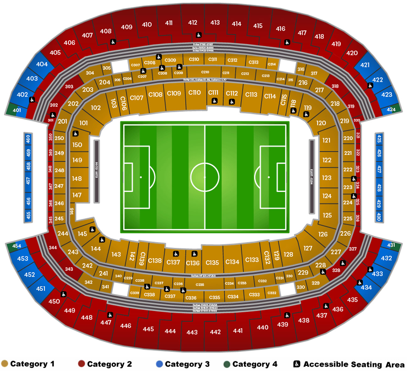 AT and T Dallas Stadium seating plan